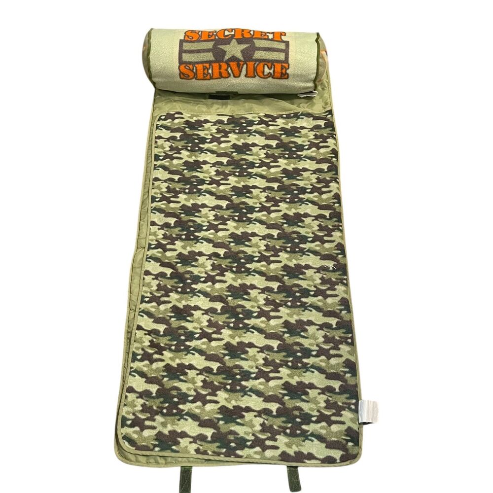 Fleece Kids Roll Up Sleeper Bed Roll Sleeping Bag Army Secret Service Pillow